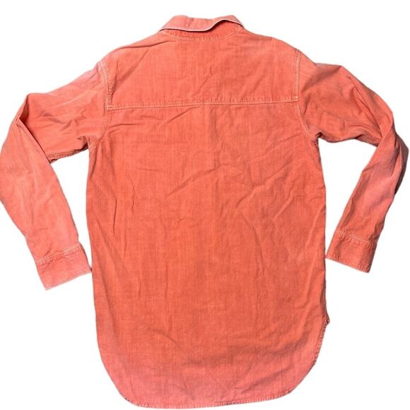 Madewell Casual Brick Orange Long Sleeve Chest Pocket Button Up Shirt Size Small - Picture 2 of 10
